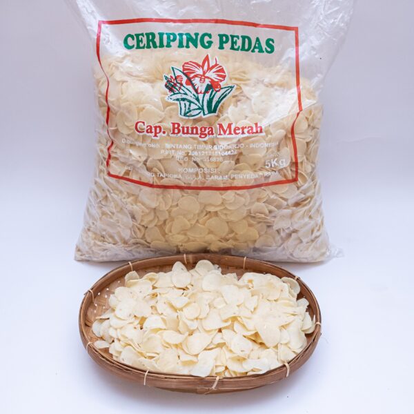 kerupuk bunga merah ceriping pedas